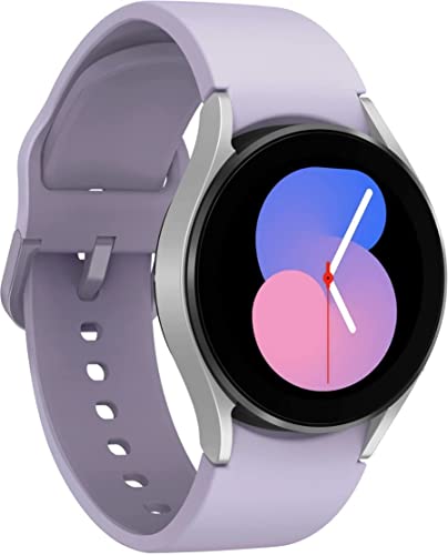 SAMSUNG Galaxy Watch 5 40mm Bluetooth Smartwatch w/Body, Health, Fitness and Sleep Tracker, Sapphire Crystal Glass, Enhanced GPS Tracking, US Version, Silver Bezel w/Purple Band