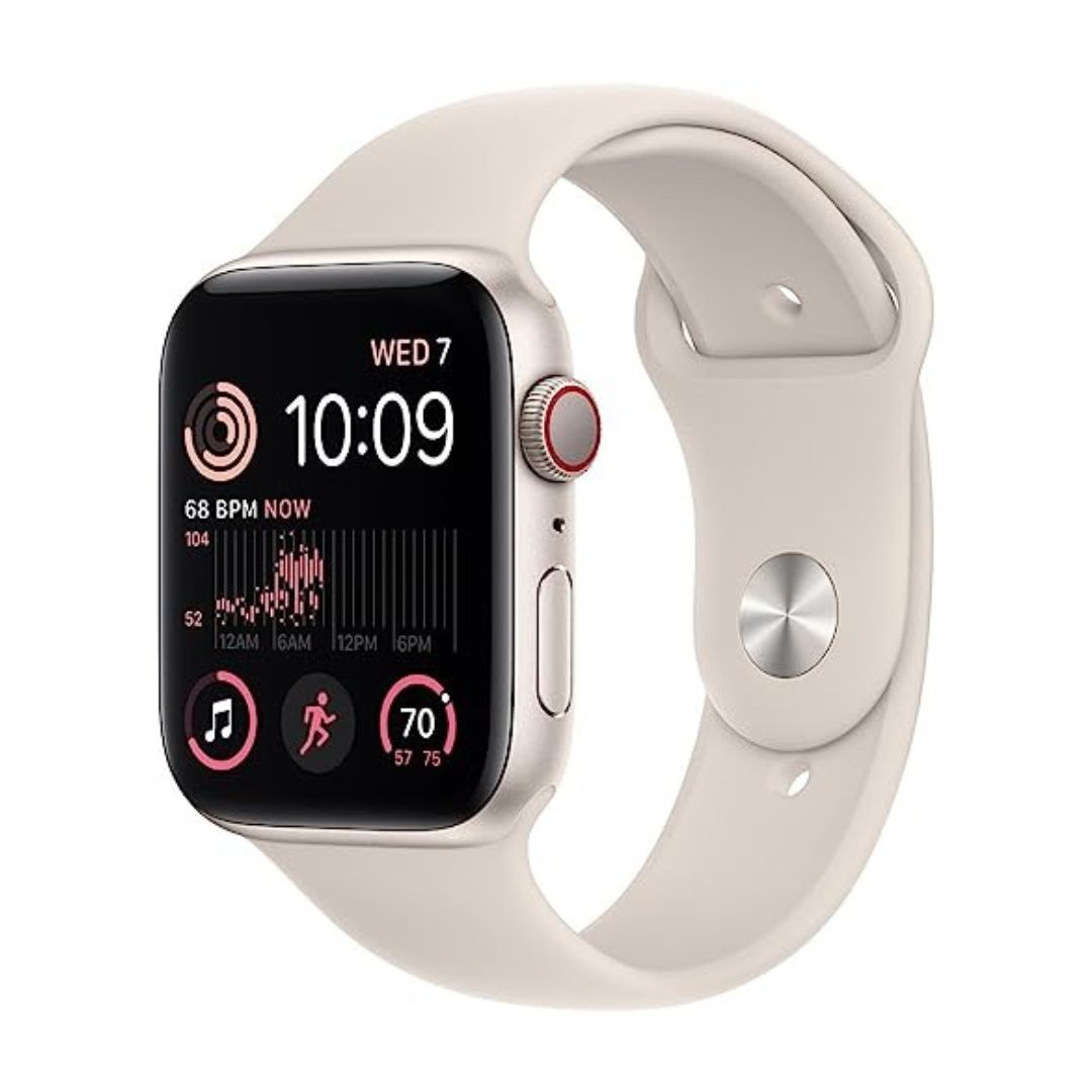 Apple Watch SE 2nd Gen GPS+Cel 44MM Aluminum Case Starlight Sport Band Starlight - MNTX3LL/A