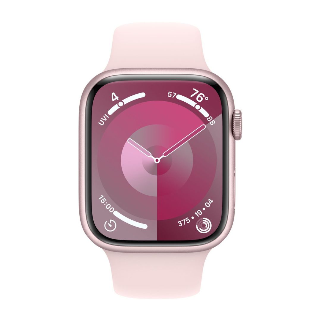 Apple Watch Series 9 (GPS + Cellular) 45mm Aluminum Case with Light Pink Sport Band - S/M - Pink - MRMK3LL/A