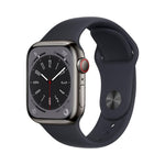 Apple Watch Series 8 (GPS+Cell) 41mm Graphite Stainless Steel Case w/ Midnight Sport Band - S/M - MNVG3LL/A