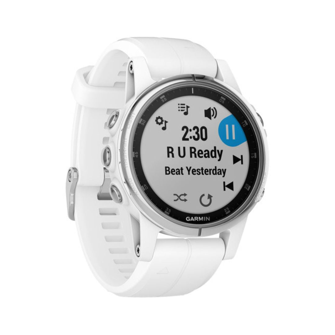 Garmin fēnix 5S Plus Sapphire Edition Multi-Sport Training GPS Watch (42mm, White with Carrera White Band) – 010-01987-00