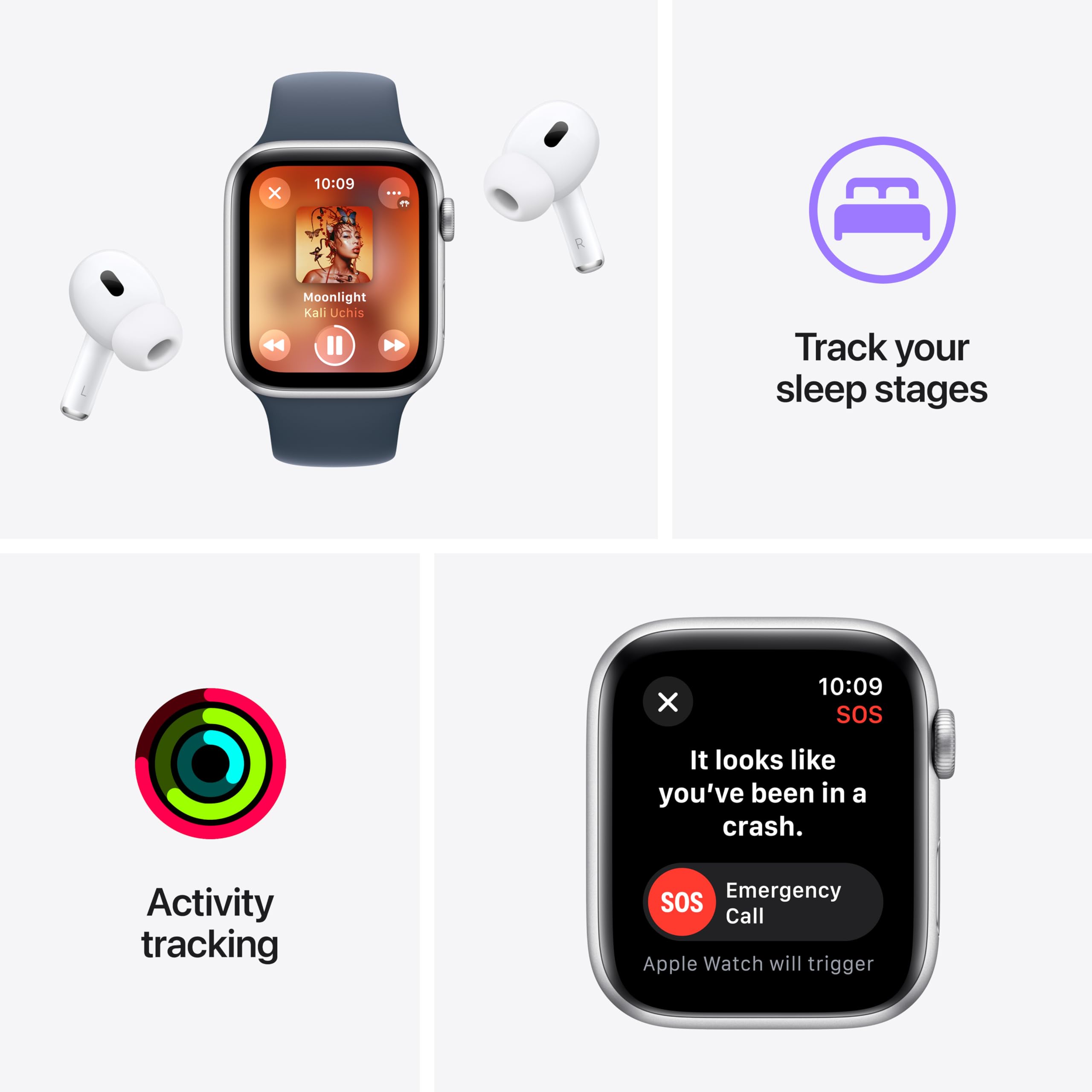 Apple Watch SE 2nd Generation (GPS + Cellular) 44mm Midnight Aluminum Case with Midnight Sport Loop