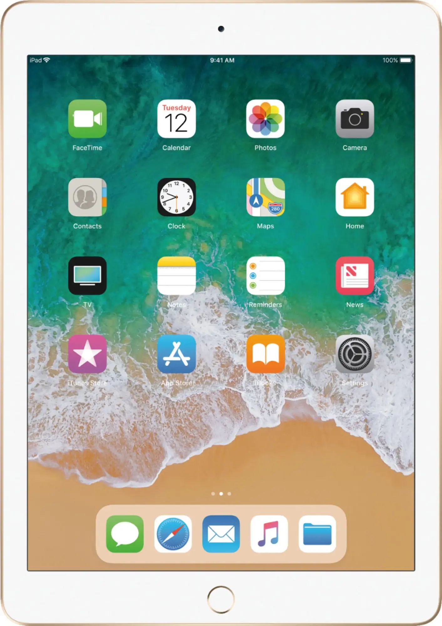 Apple iPad (5th Generation, 2017) – 9.7" Wi-Fi + Cellular – 128GB – Gold – MPGC2LL/A