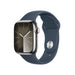 Apple Watch Series 9 (GPS + Cellular) 41mm Silver Stainless Steel Case w/ Storm Blue Sport Band - S/M - MRJ23LL/A