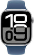 Apple Watch Series 10 (GPS + Cellular) 46MM Silver Aluminum Case W/ Denim Sport Band - M/L