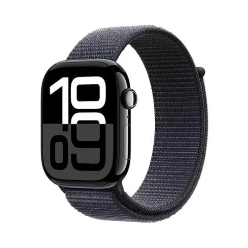 Apple Watch Series 10 (GPS+Cellular) 42mm Aluminum Case with Ink Sport Loop - Jet Black - (2024)