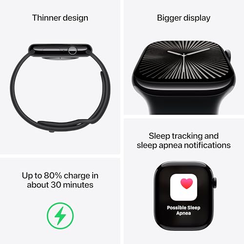Apple Watch Series 10 (GPS+Cellular) 42mm Aluminum Case with Ink Sport Loop - Jet Black - (2024)