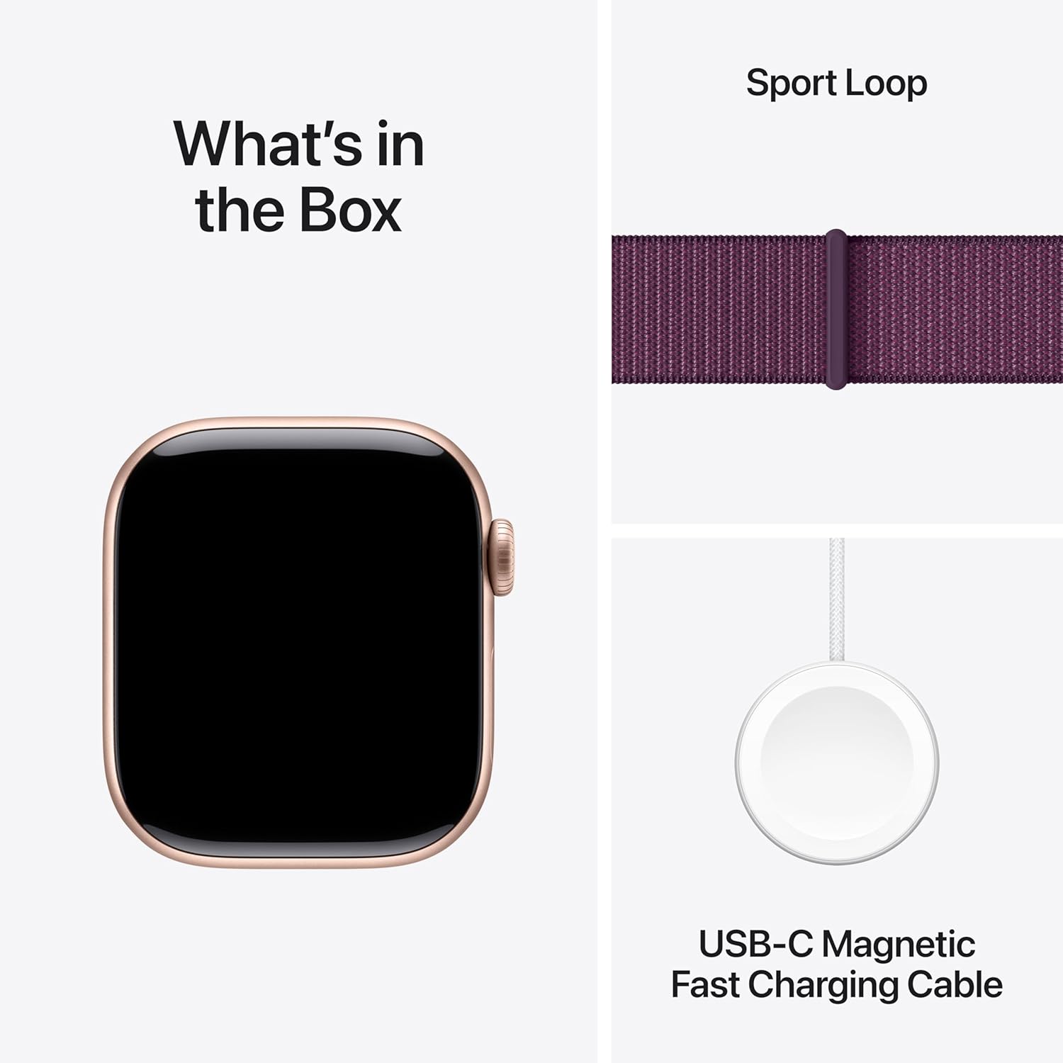 Apple Watch Series 10 (GPS+Cellular) 42mm Rose Gold Aluminum Case with Plum Sport Loop Band - MWXC3LW/A