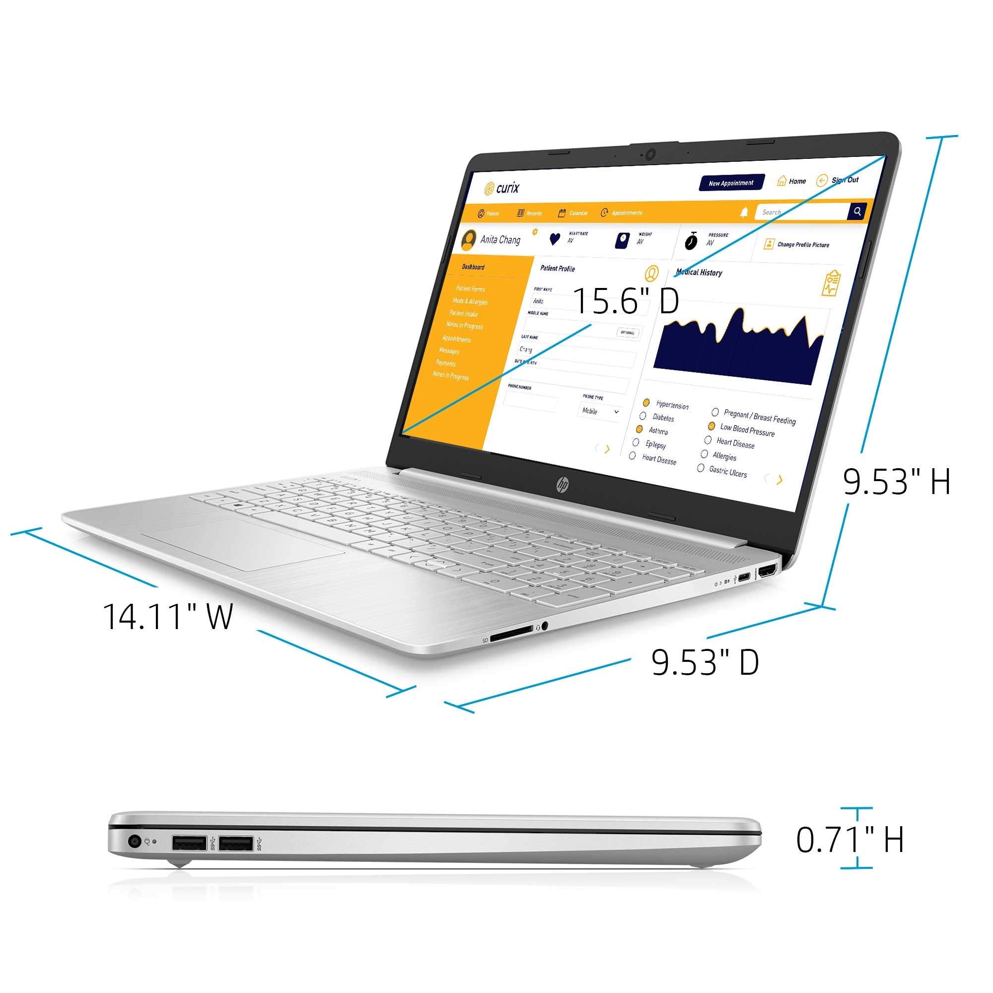 HP Notebook HD - i3-1005G1 - 4GB RAM - 128GB SSD - Natural Silver - 15-dy1024wm