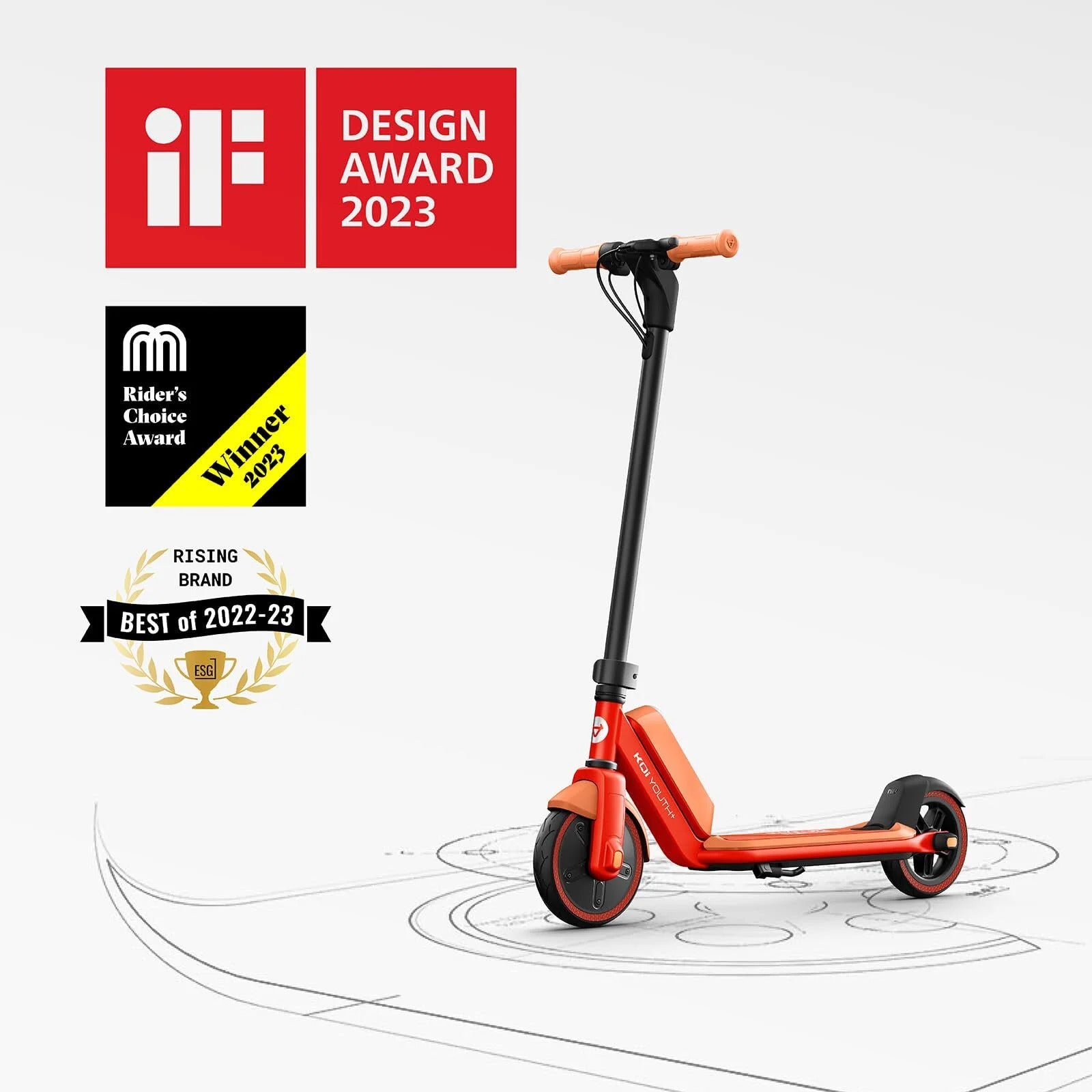 NIU - KQi Youth+ Electric Kids Scooter w/ 7.5 mi Max Operating Range & 10 mph Max Speed - Orange