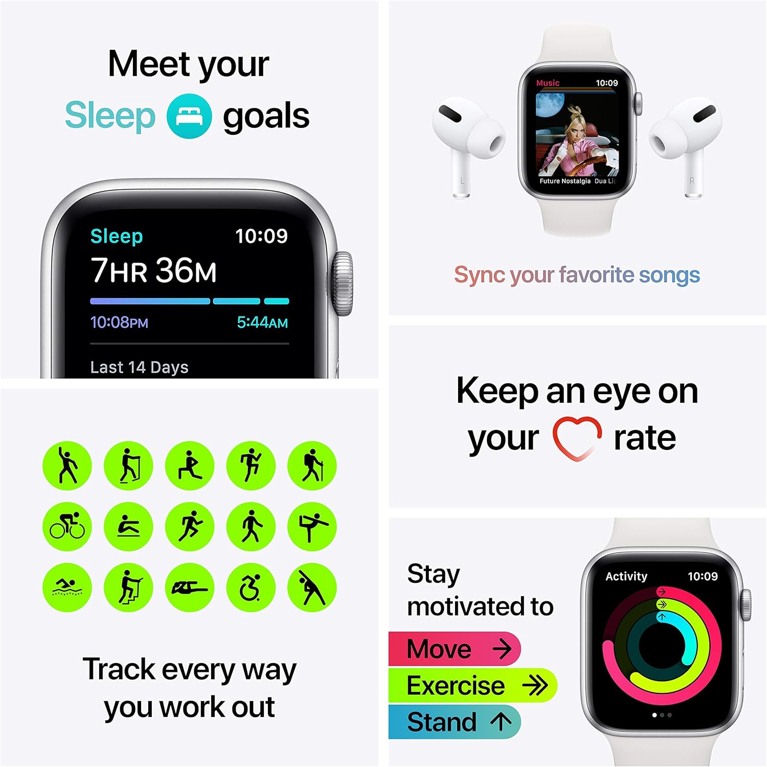 Apple Watch SE (GPS, 44mm) - Gold Aluminum Case with Pink Sand Sport Band (Renewed)