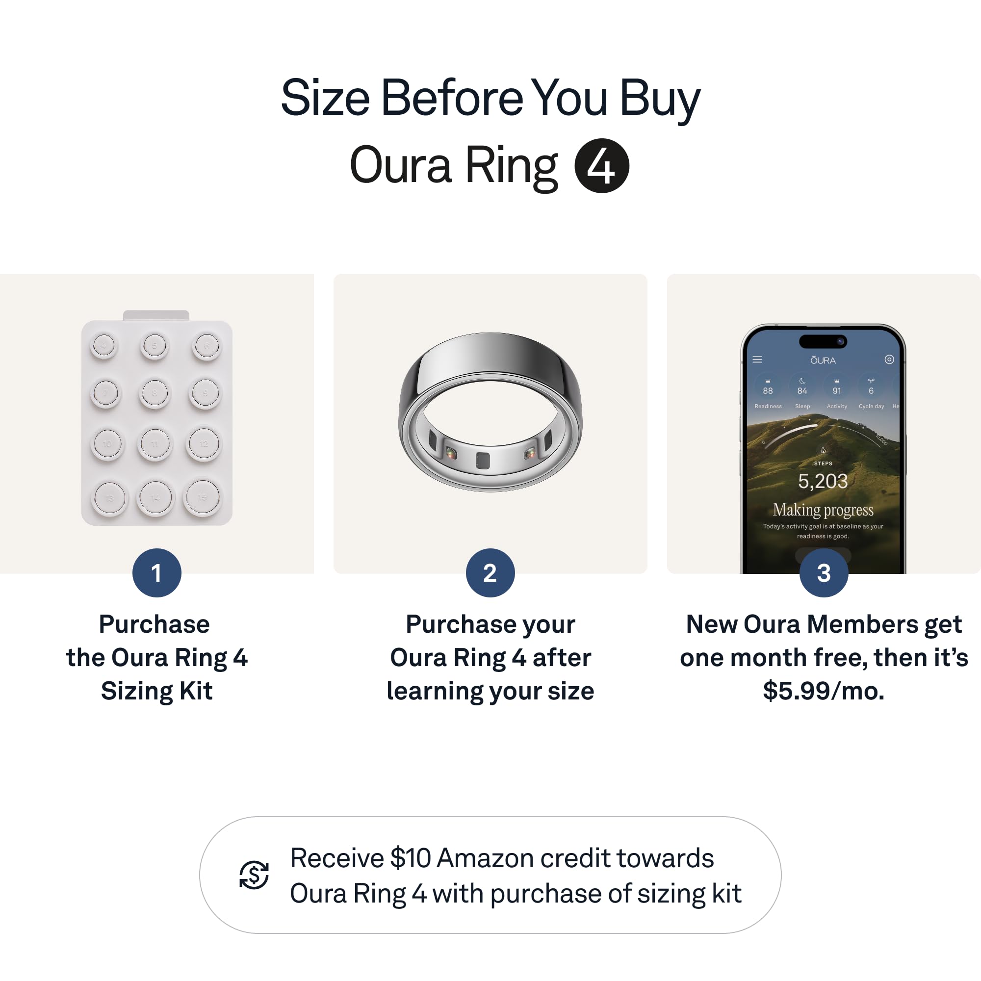Oura Ring4 - Smart Ring - Size 5 - Silver  JZ90-54217-05