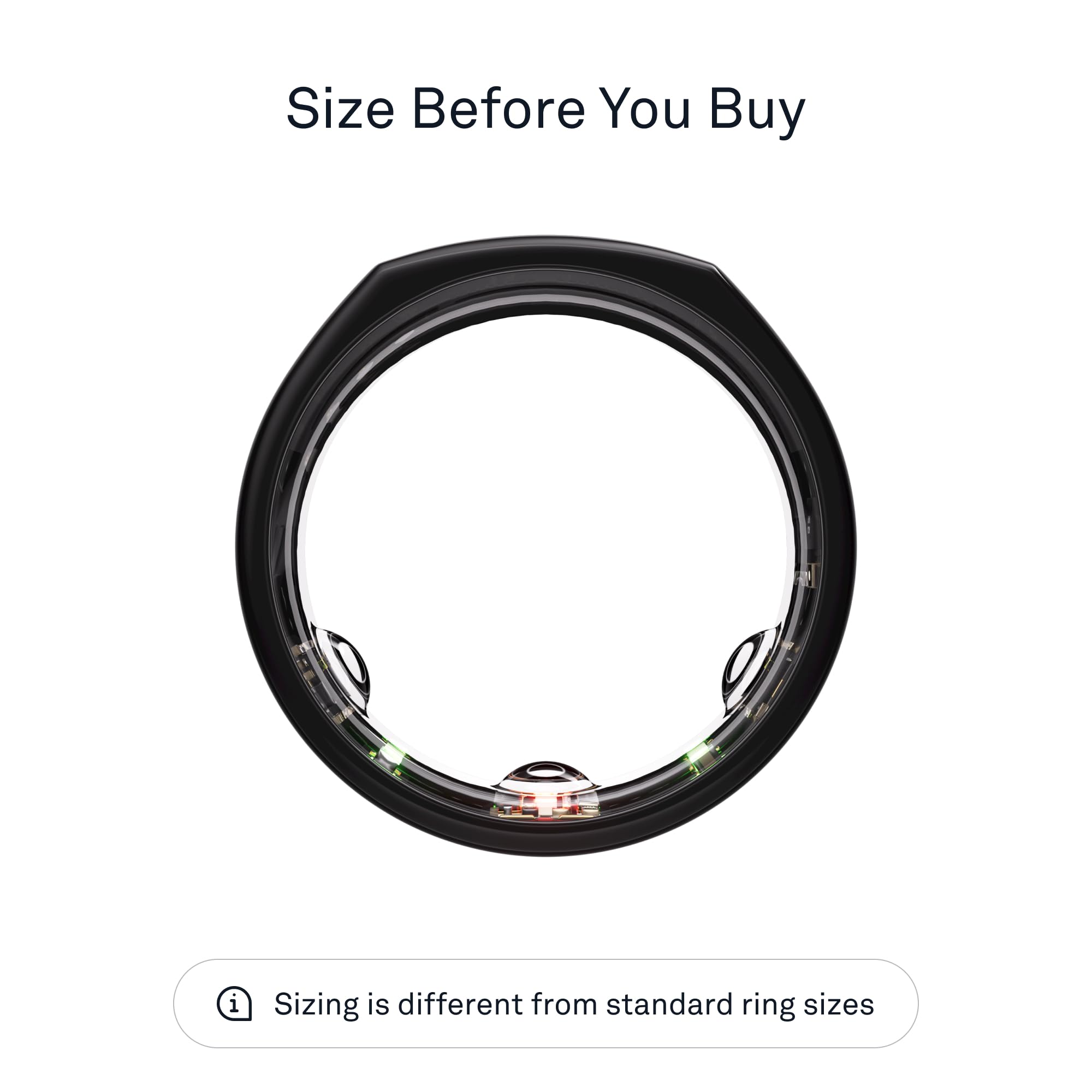 Oura Ring Gen3 - Heritage - Size Before You Buy - Size 8 - Black - JZ90-1001-08