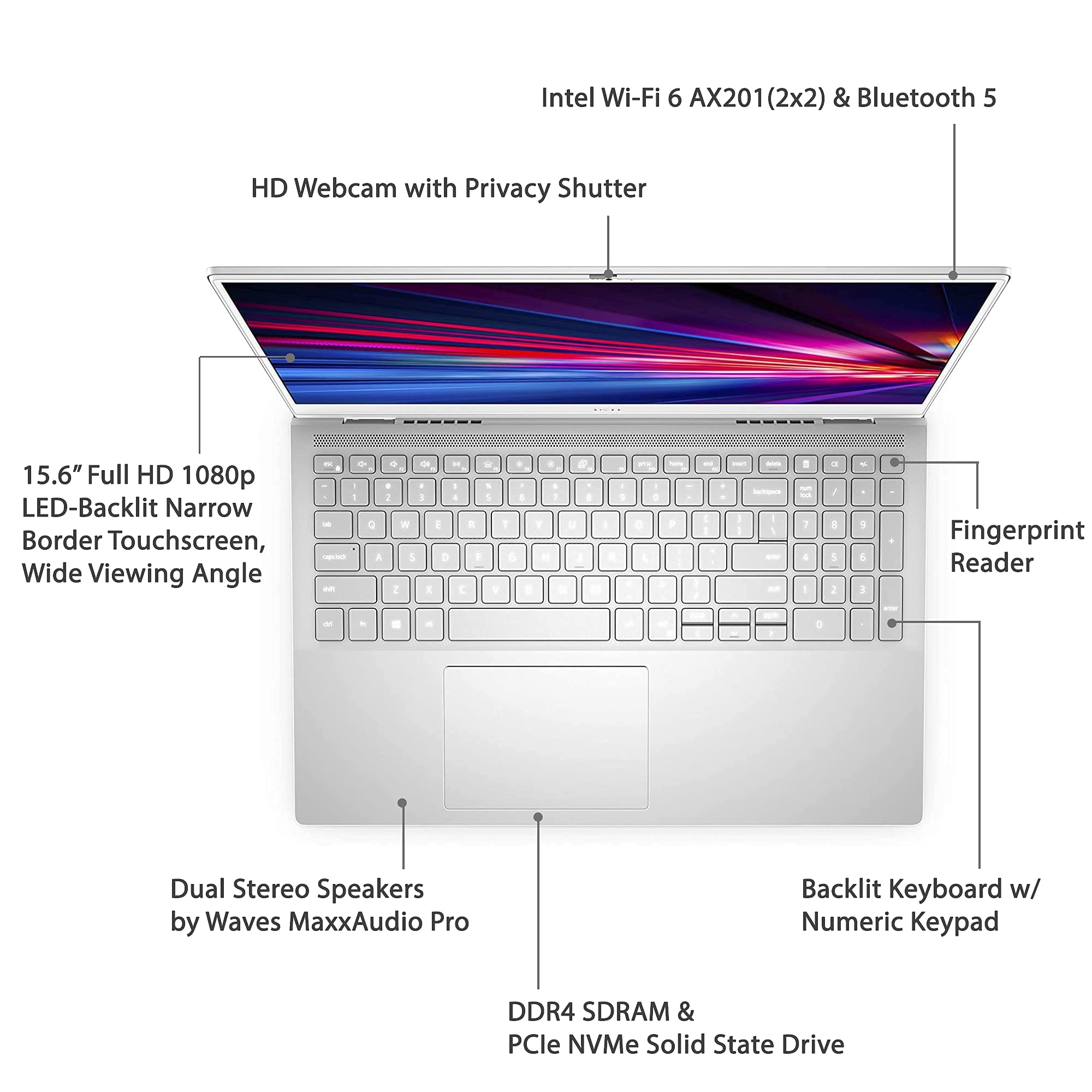 Dell Inspiron 7501 15.6 Laptop FHD - Core i5 - 8GB Memory - 256GB SSD - Silver