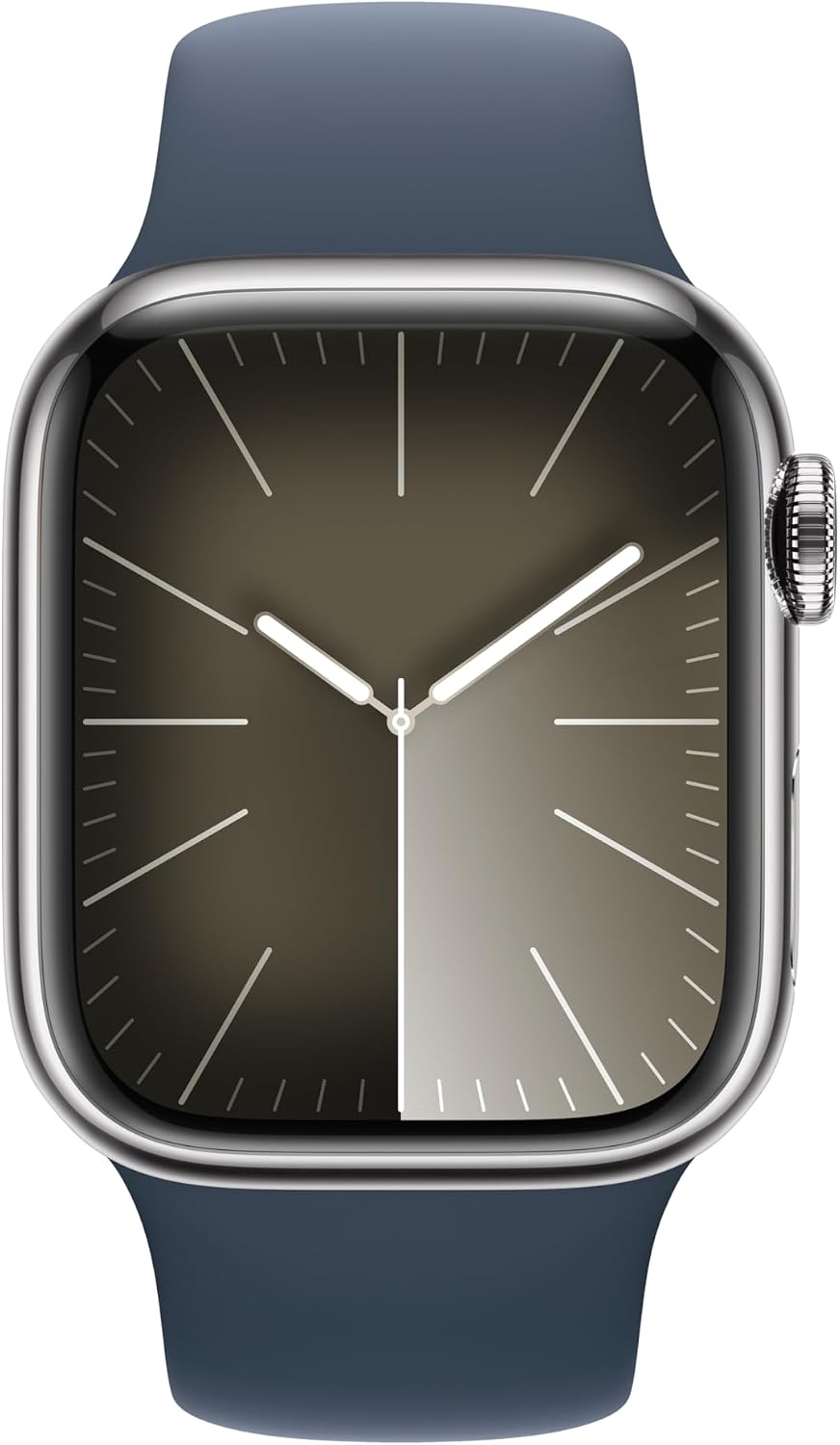 Apple Watch Series 9 (GPS + Cell) 41mm Silver Stainless Steel Case w/ Storm Blue Sport Band M/L