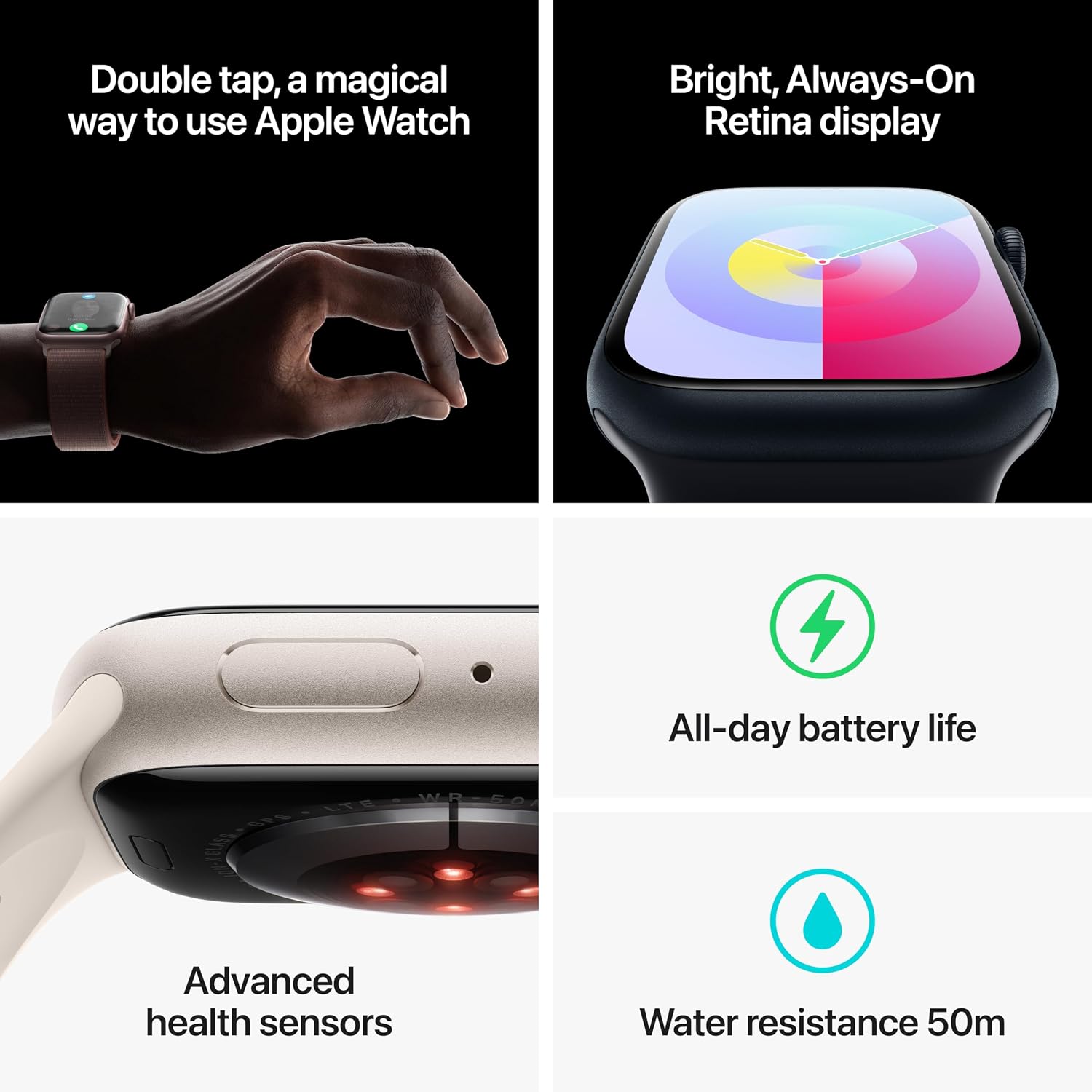 Apple Watch Series 9 (GPS + Cell) 41mm Silver Stainless Steel Case w/ Storm Blue Sport Band M/L