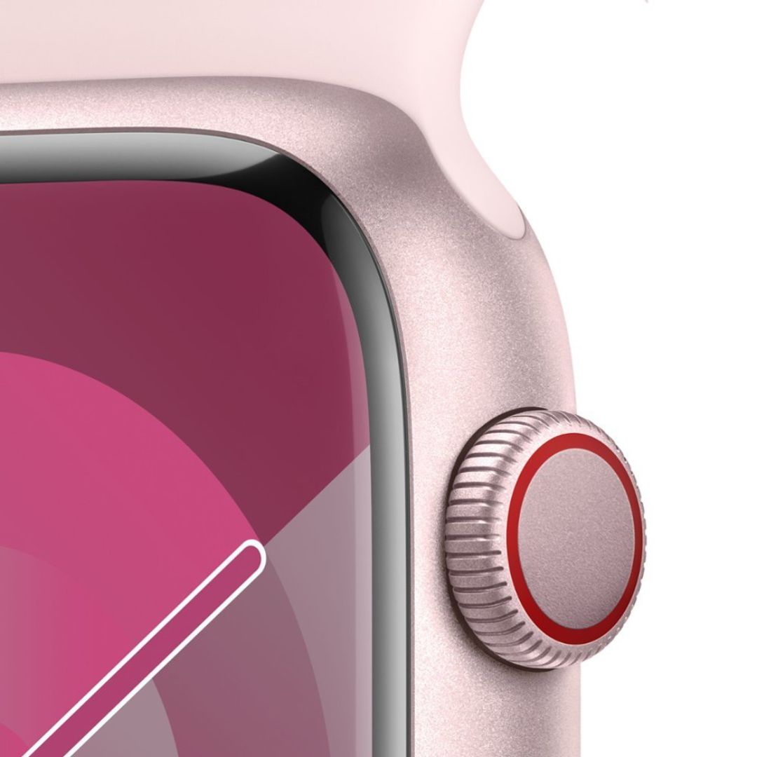 Apple Watch Series 9 (GPS + Cellular) 45mm Aluminum Case with Light Pink Sport Band - S/M - Pink - MRMK3LL/A