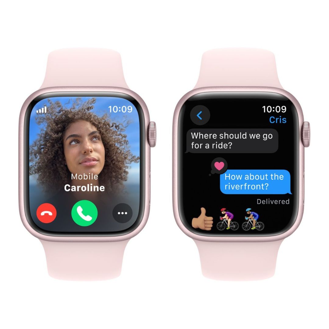 Apple Watch Series 9 (GPS + Cellular) 45mm Aluminum Case with Light Pink Sport Band - S/M - Pink - MRMK3LL/A