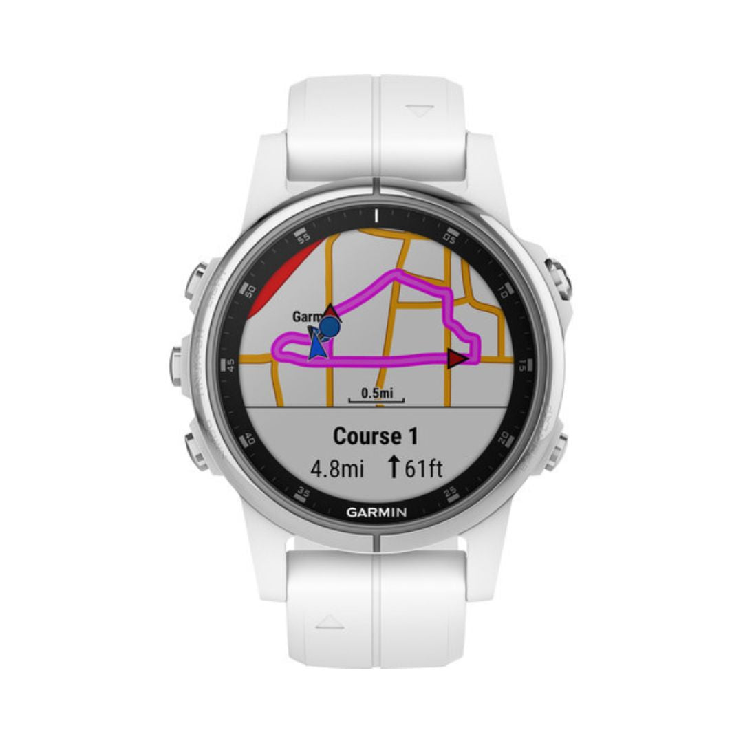 Garmin fēnix 5S Plus Sapphire Edition Multi-Sport Training GPS Watch (42mm, White with Carrera White Band) – 010-01987-00
