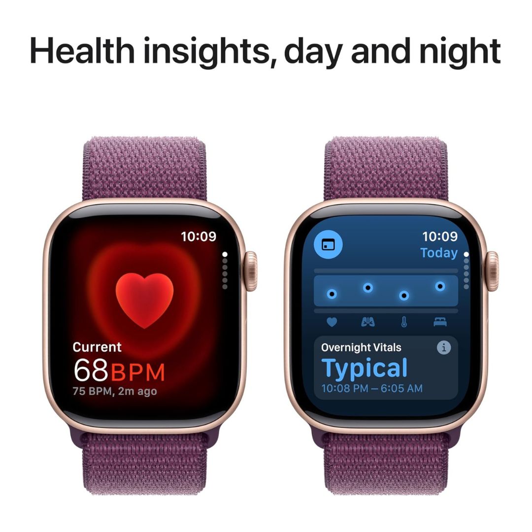 Apple Watch Series 10 (GPS+Cellular) 42mm Rose Gold Aluminum Case with Plum Sport Loop Band - MWXC3LW/A