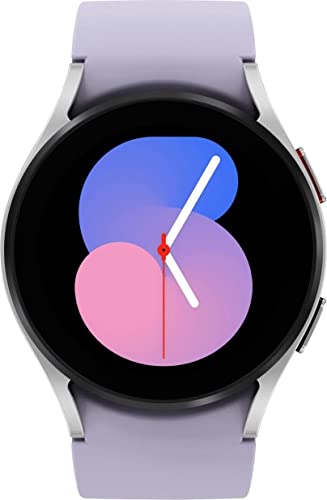 SAMSUNG Galaxy Watch 5 40mm Bluetooth Smartwatch w/Body, Health, Fitness and Sleep Tracker, Sapphire Crystal Glass, Enhanced GPS Tracking, US Version, Silver Bezel w/Purple Band