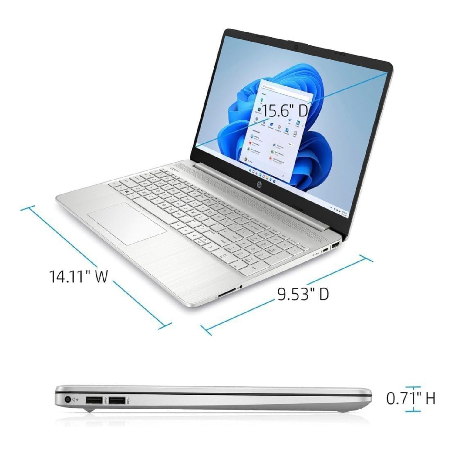 HP Laptop – 15.6" WXGA Touch – Intel Core i3‑1215U – 8 GB RAM – 256 GB SSD – Silver – 15‑dy5033dx