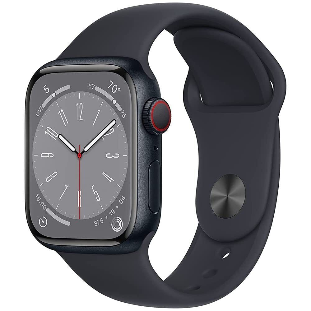 Apple Watch Series 8 (GPS + Cellular) 45mm Aluminum Case with Midnight Sport Band - S/M - MNVJ3LL/A