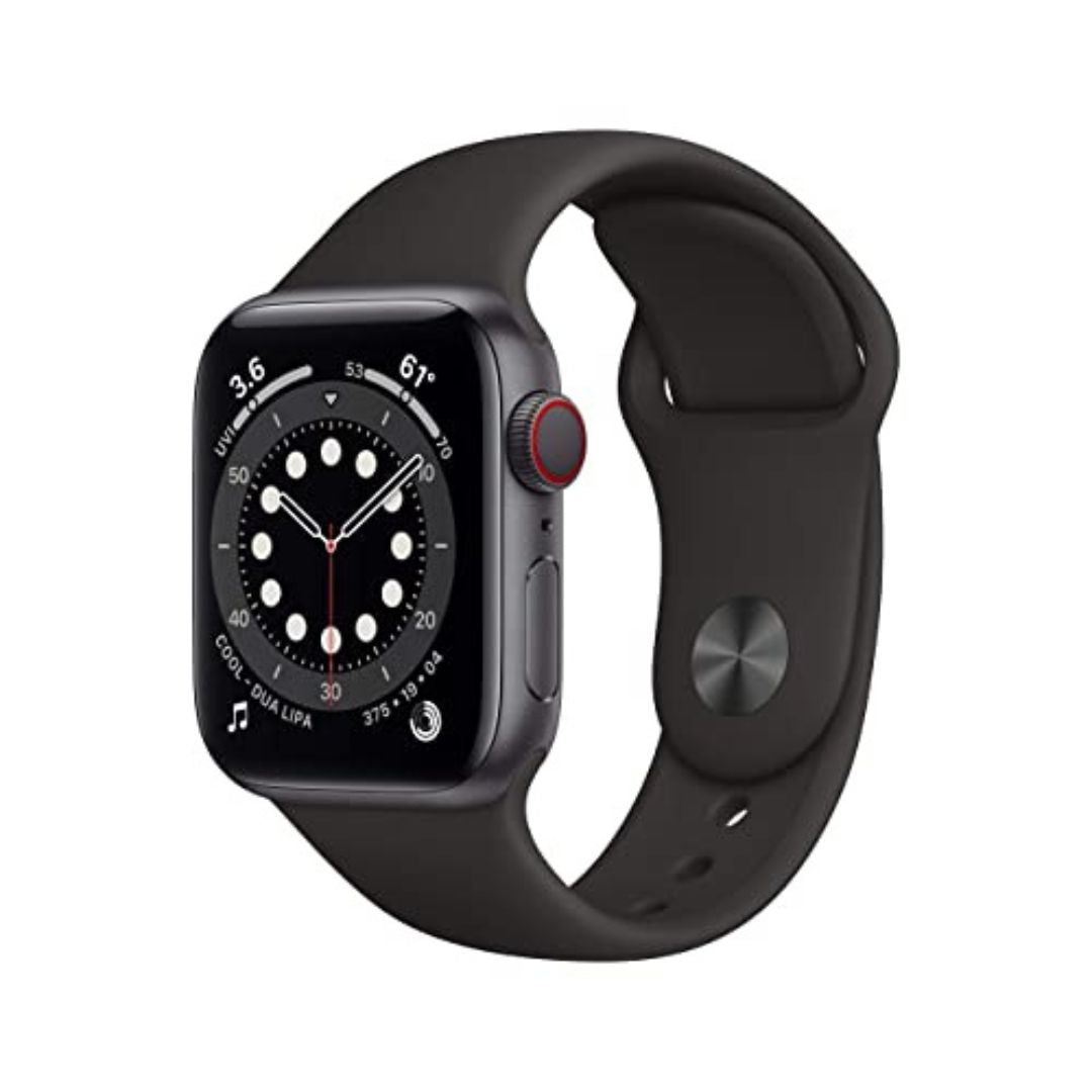 Apple Watch Series 6 (GPS + Cellular, 40mm) - Space Gray Aluminum Case with Black Sport Band - M02Q3LL/A