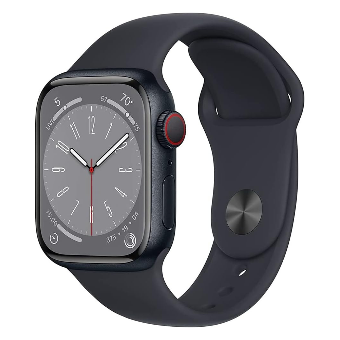 Apple Watch Series 8 (GPS + Cellular) 41mm Midnight Aluminum Case with Midnight Sport Band - S/M - MNUV3LL/A