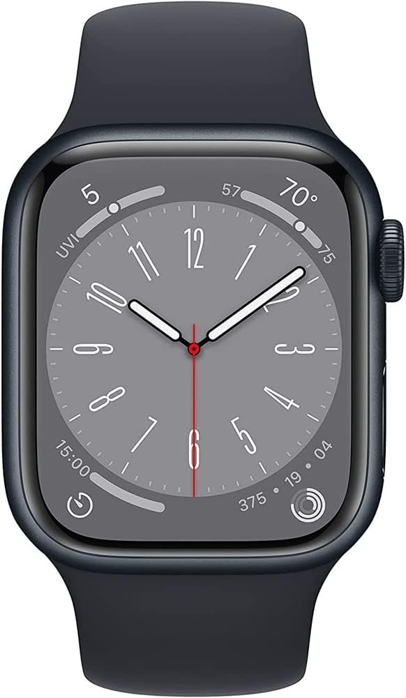 Apple Watch Series 8 (GPS + Cellular) 41mm Midnight Aluminum Case with Midnight Sport Band - S/M - MNUV3LL/A