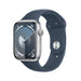 Apple Watch Series 9 GPS 45mm Silver Aluminum Case w/ Storm Blue Sport Band (S/M) -  MR9D3LW/A