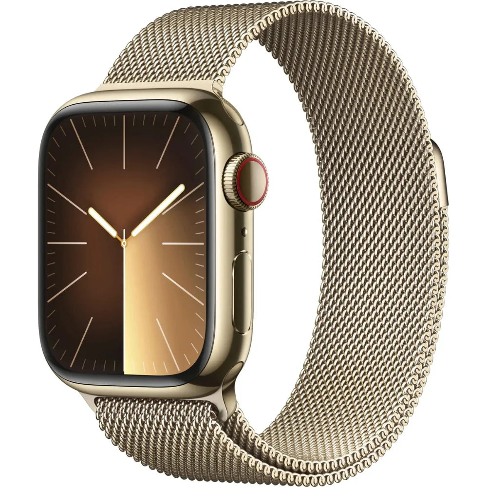 Apple Watch Series 9 (GPS+Cell) 41mm Case w/ Gold Milanese Loop - MRJ73LW/A