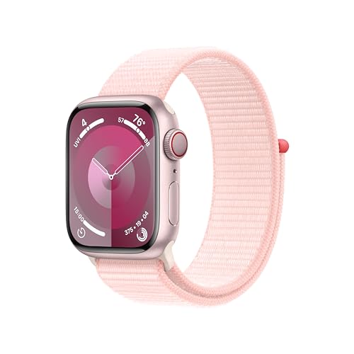 Apple Watch Series 9 GPS + Cellular 41mm Pink Aluminum Case with Light Pink Sport Loop - MRJ13LW/A