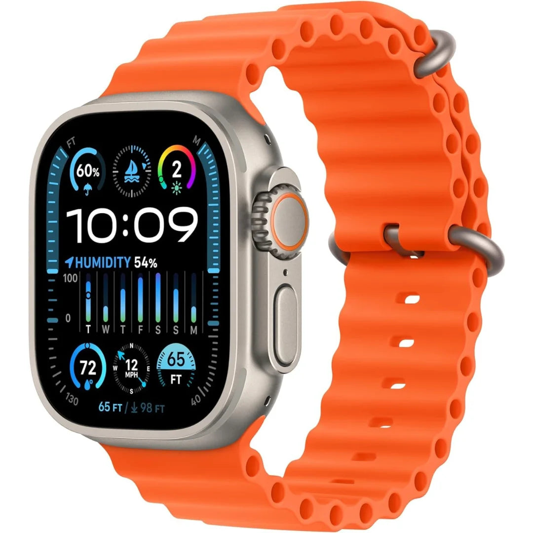Apple Watch Ultra 2 (GPS + Cell) 49mm Titanium Case w/ Orange Ocean Band (NO Blood Oxygen) - MREH3LW/A