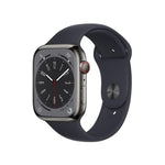 Apple Watche Series 8 GPS+Cell 45mm Stainless Steel - Midnight Sport Band - M/L - MNW23LL/A