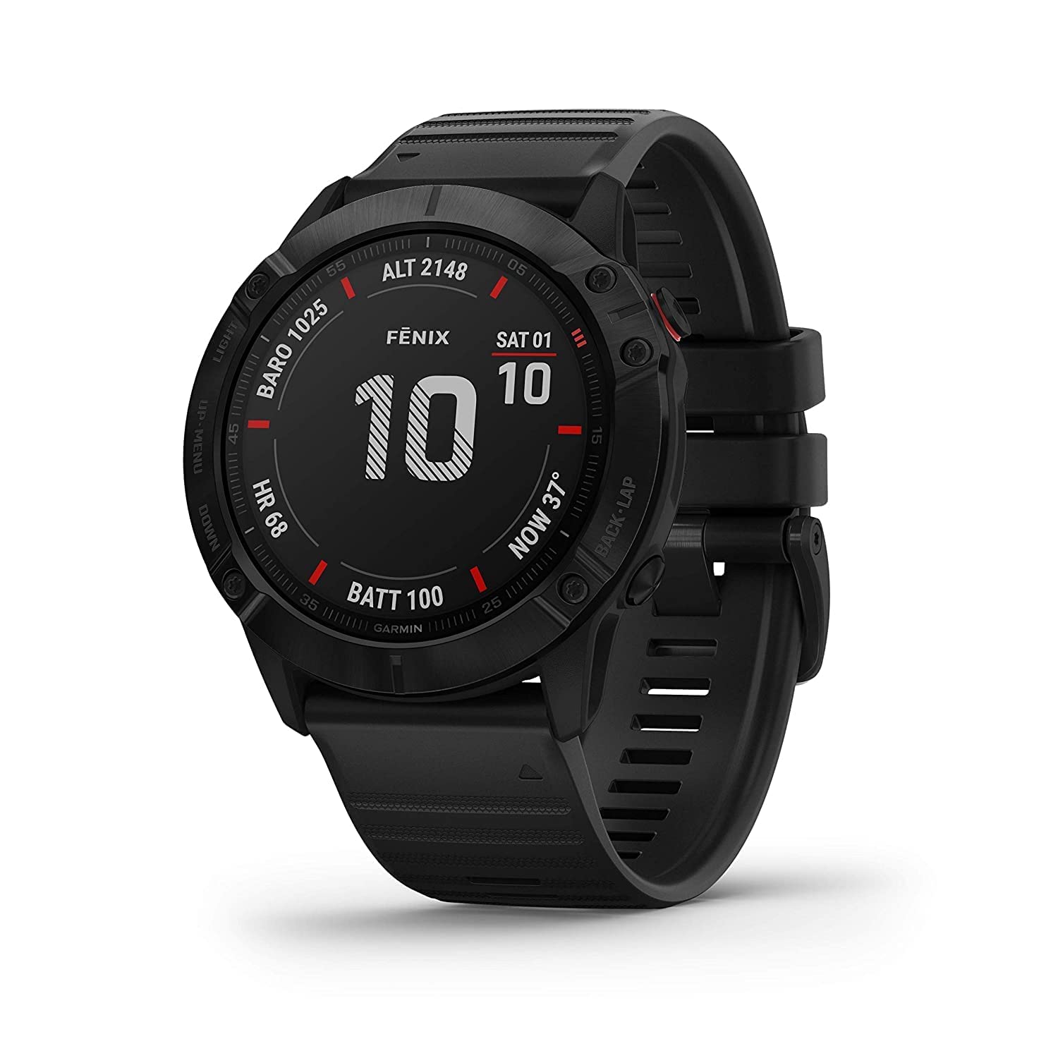 Garmin - fenix 6X Sapphire Smartwatch 51mm - Black DLC Leather Band - 010-02157-13