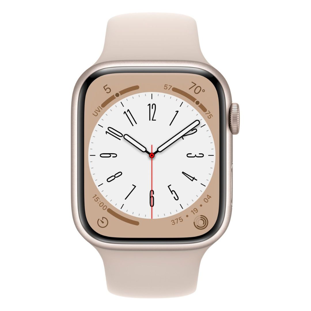 Apple Watch Series 8 [GPS, 45mm] - Starlight Aluminum Case with Starlight Sport Band, M/L - MNUQ3LL/A