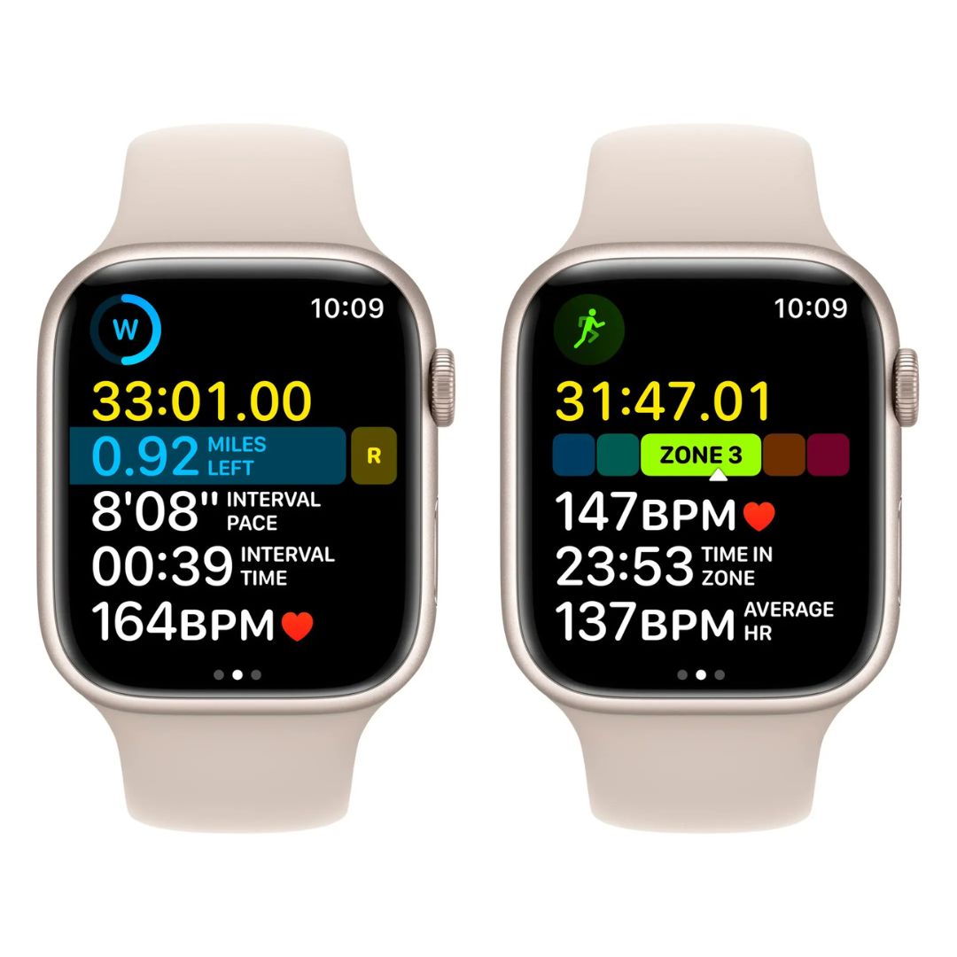 Apple Watch Series 8 (GPS) 45mm Starlight Aluminum Case with Starlight Sport Band – S/M – MNUP3LL/A