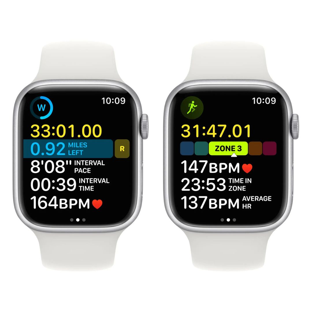 Apple Watch Series 8 (GPS+ Cellular 45MM) Silver Aluminum Case with White Sport Band - MP4Q3LL/A