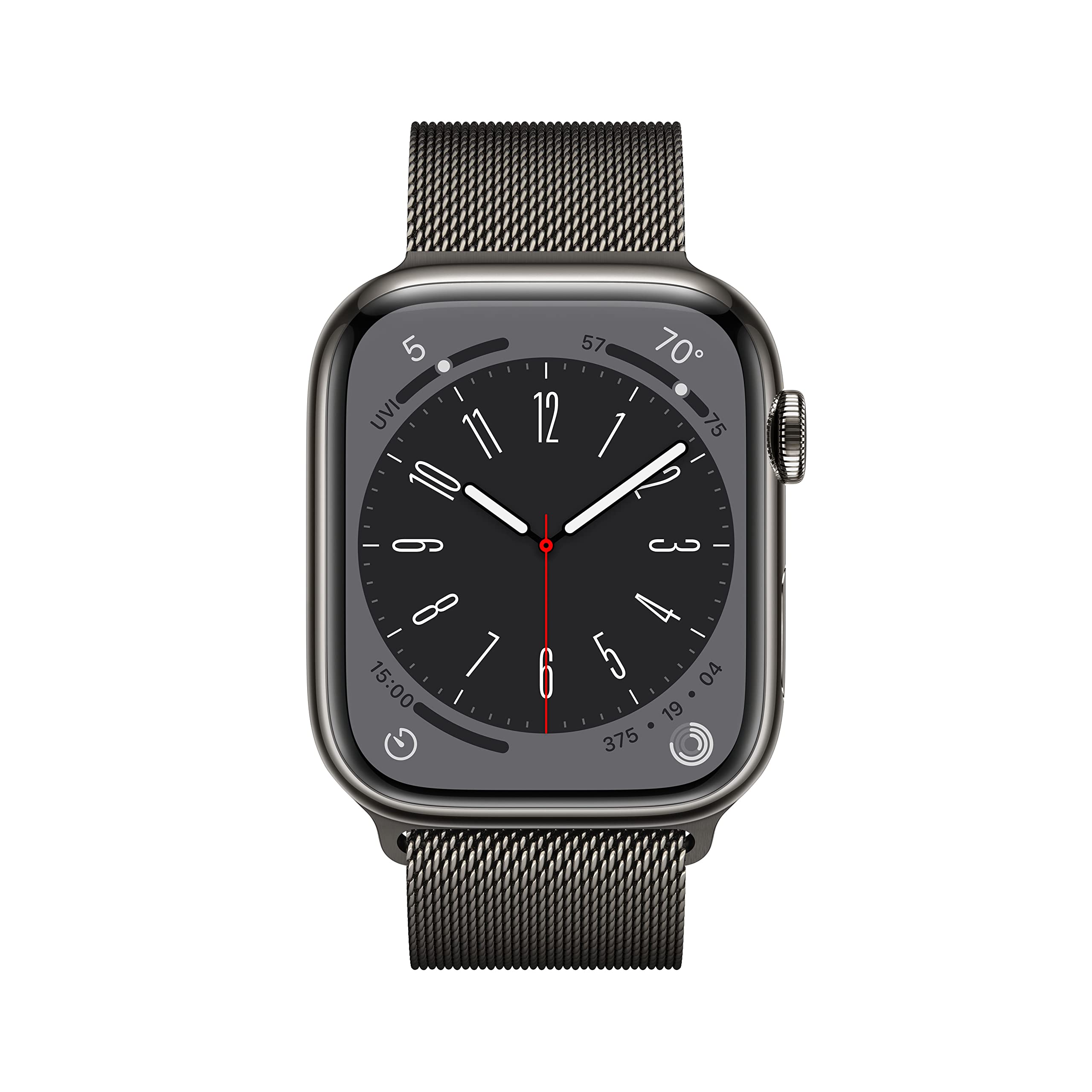 Apple Watch Series 8 [GPS + Cellular, 45mm] - Graphite Stainless Steel with Graphite Milanese Loop, One Size